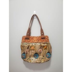 FOSSIL KEY-PER Bird Cage Coated Canvas Handbag Tote Purse